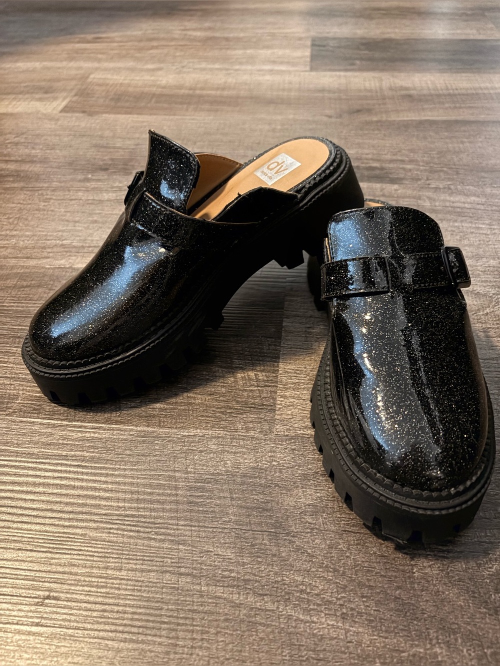 DV By Dolce Vita Kobra Black Sparkle Clog size 4